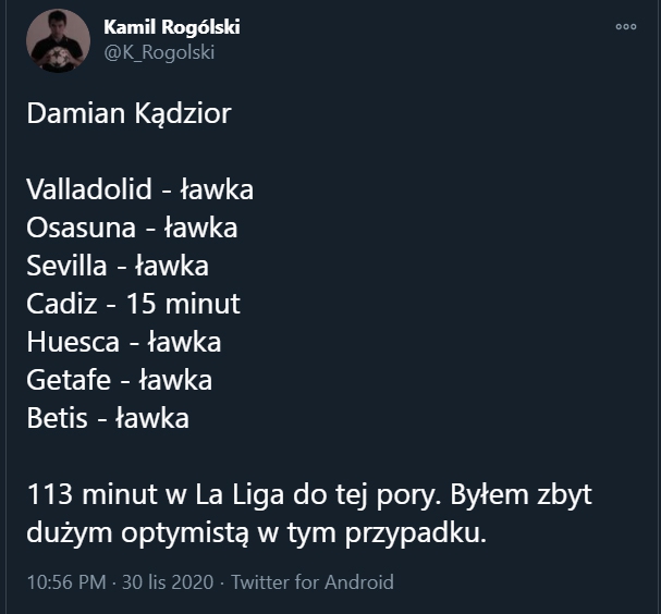Damian Kądzior w ostatnich meczach Eibaru...
